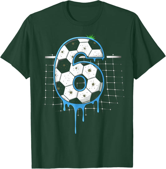 Soccer 6 Year Old Ice Cream Drip Youth 6th Birthday Boy 6 T-Shirt - T-Shirt | Forest