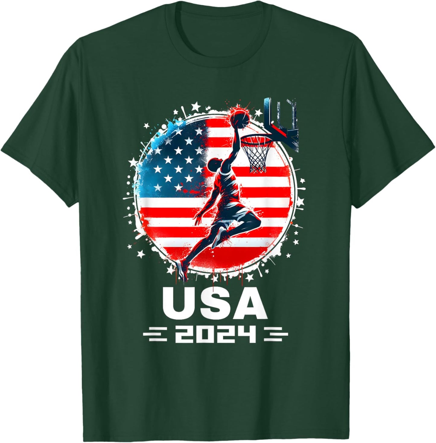 USA Team 2024 Basketball Shirt Women Kids Basketball T-Shirt - T-Shirt | Forest