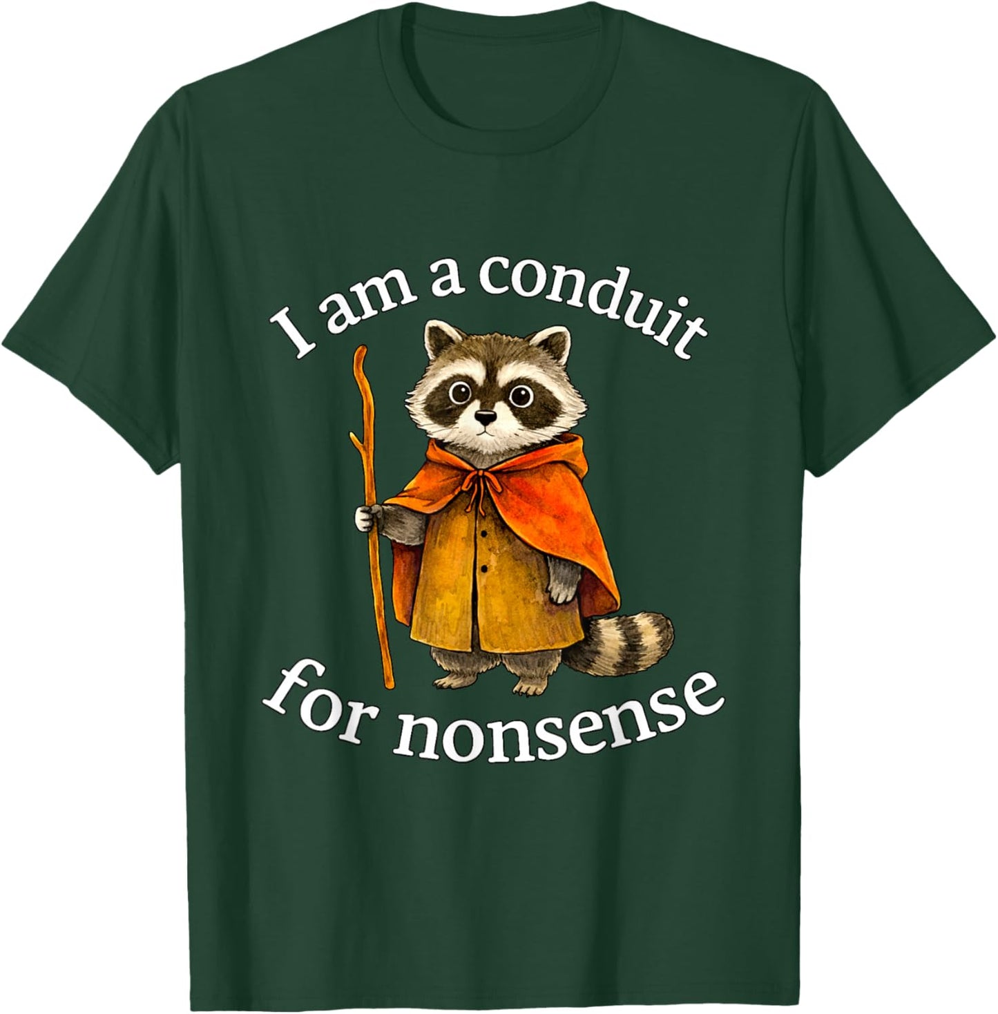 Cute I Am a Conduit for Nonsense Raccoon Wizard Meme T-Shirt - T-Shirt | Forest