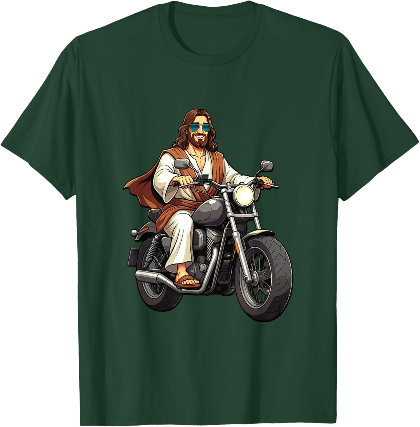 Jesus On A Motorcycle T-Shirt - T-Shirt | Forest