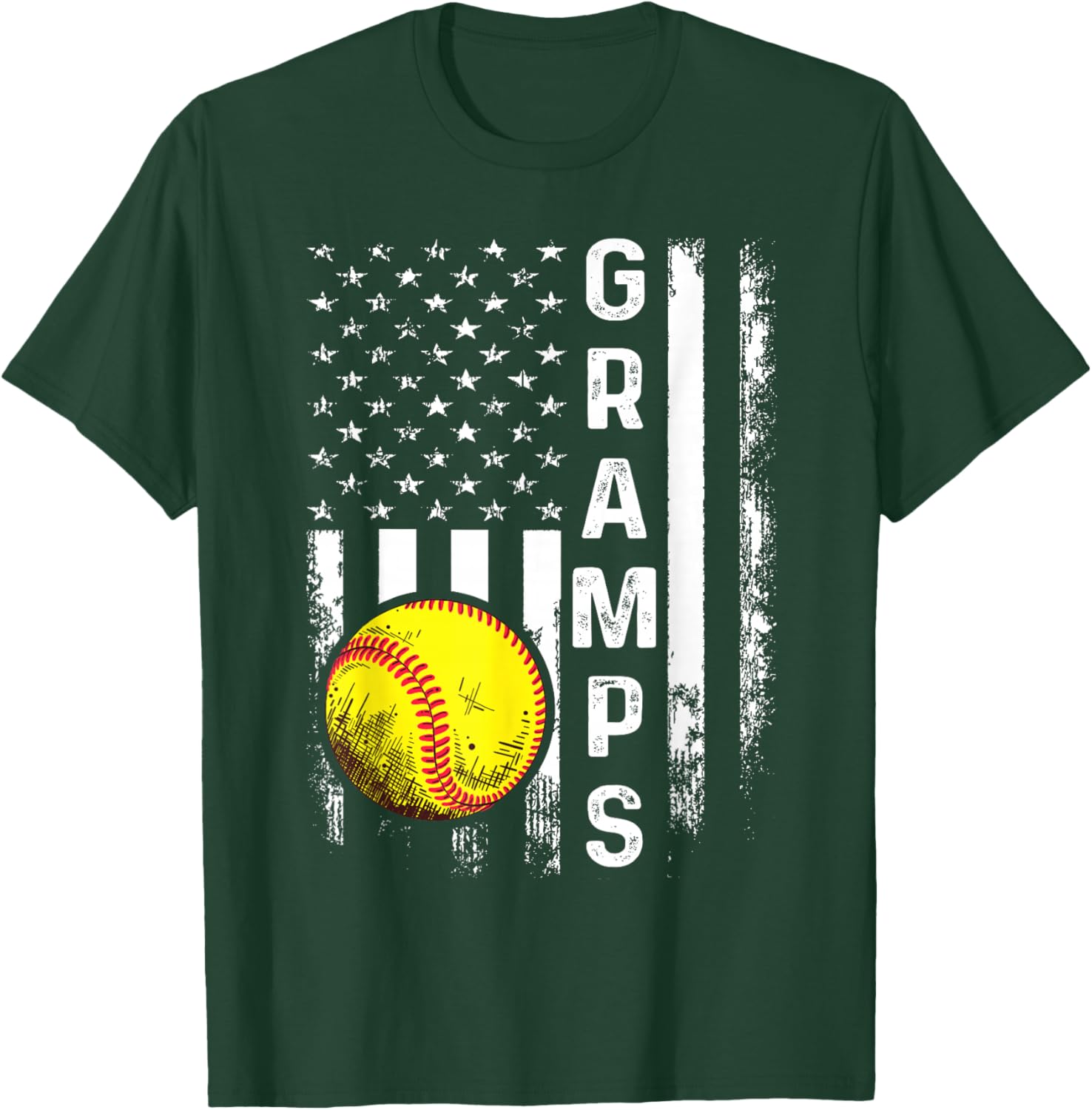 Softball Gramps America Flag Men Women Vintage Christmas T-Shirt - T-Shirt | Forest