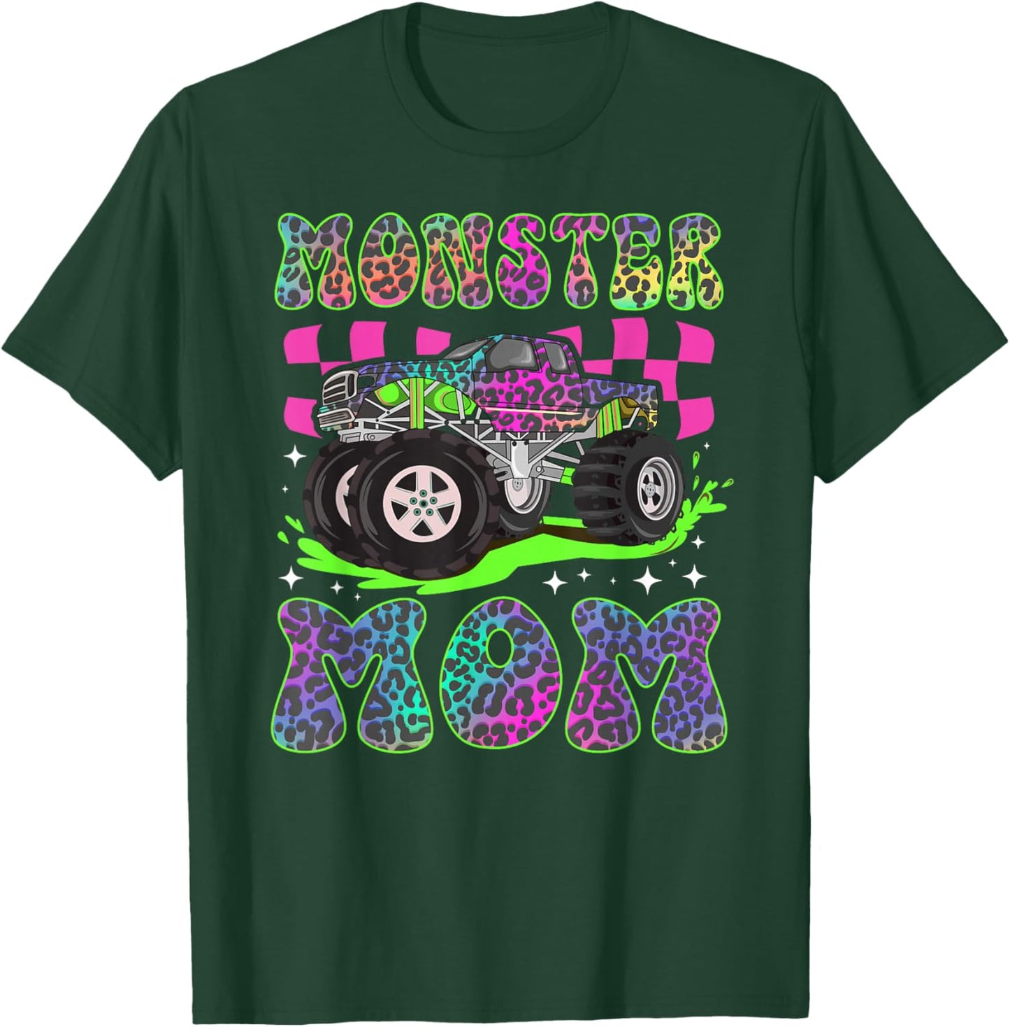 Monster Mom Groovy Monster Truck Mom Monster Truck Mother T-Shirt - T-Shirt | Forest