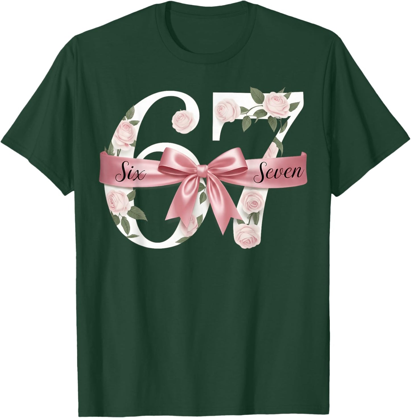 Six Seven Coquette Girl Bow Cool Meme 67 T-Shirt - T-Shirt | Forest