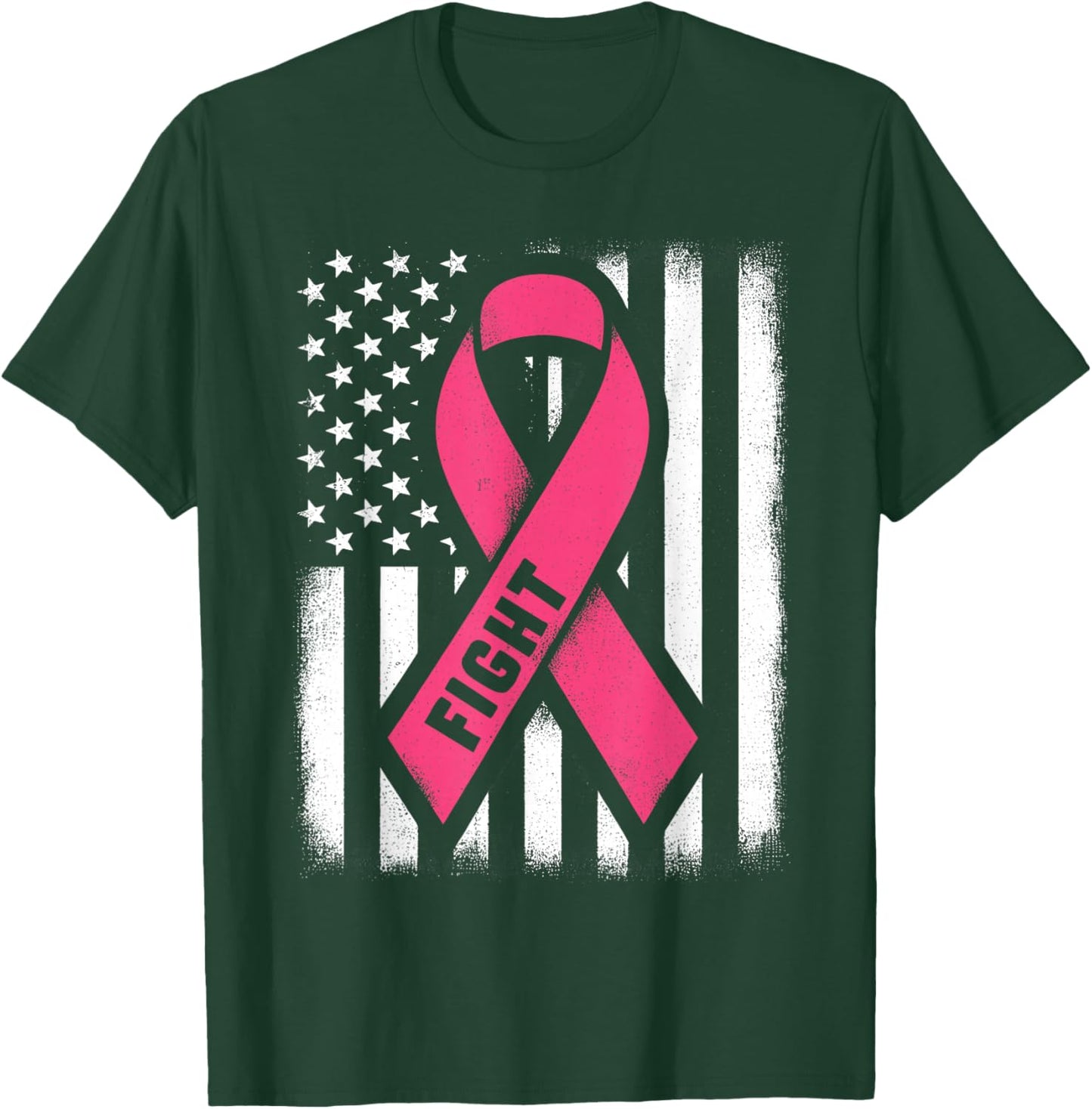 Fight Breast Cancer Shirts Breast Cancer Flag Shirt T-Shirt - T-Shirt | Forest