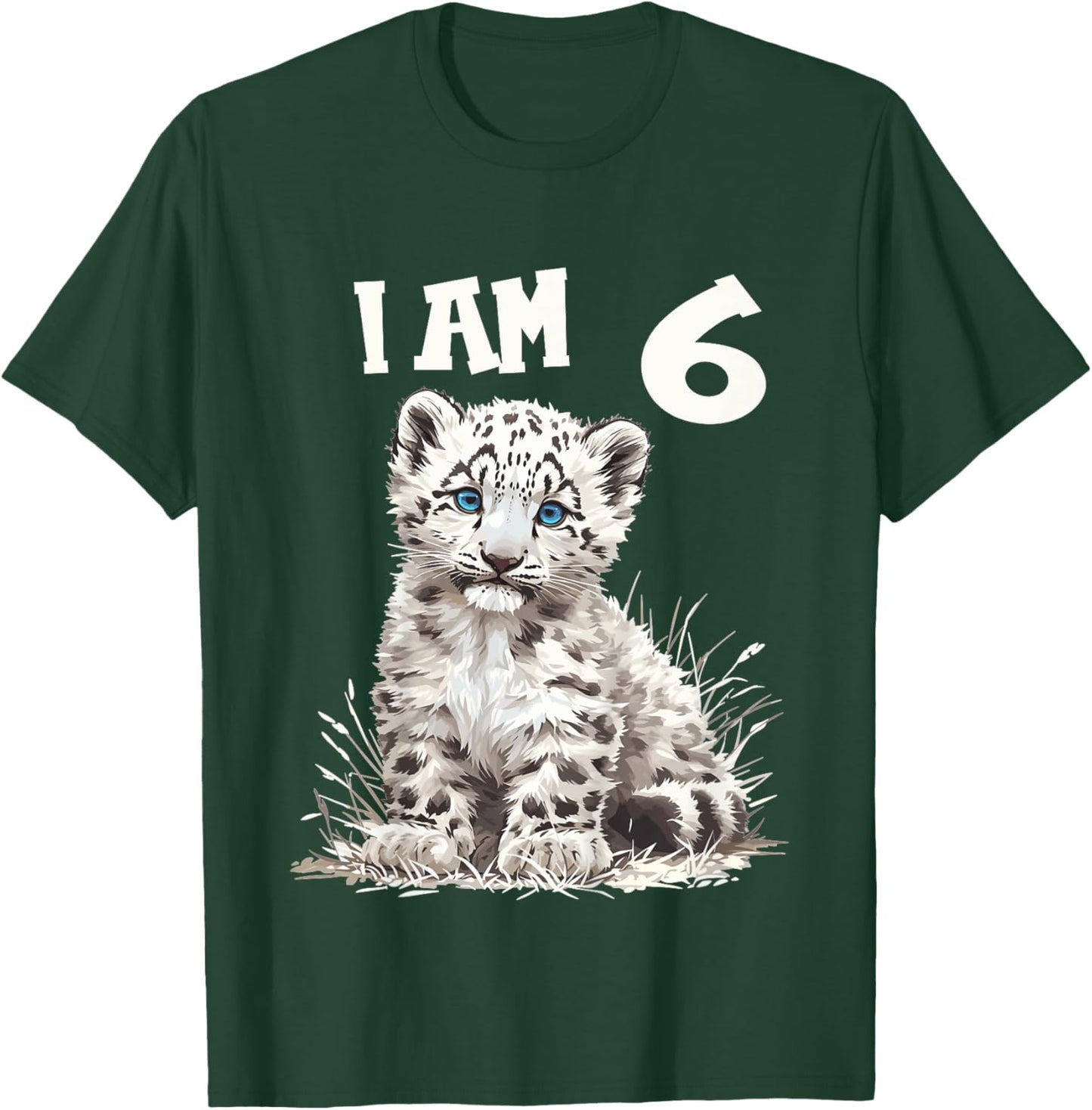 Kids 6 Years old 6 birthday Snow Leopards Boy girl Snow Leopard T-Shirt - T-Shirt | Forest