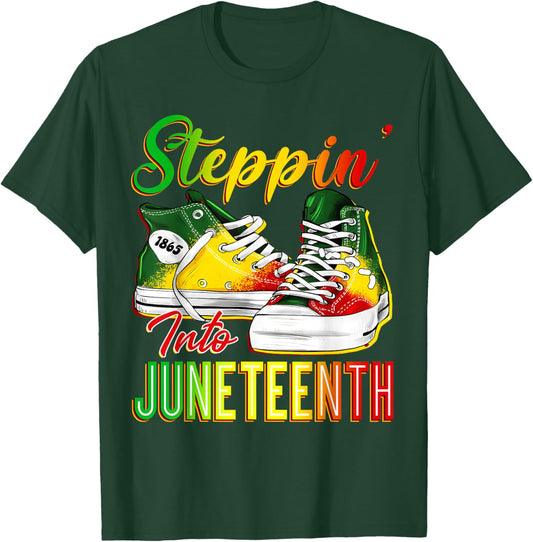 Steppin Into Juneteenth 1865 Afro Black Sneakers African Men T-Shirt - T-Shirt | Forest