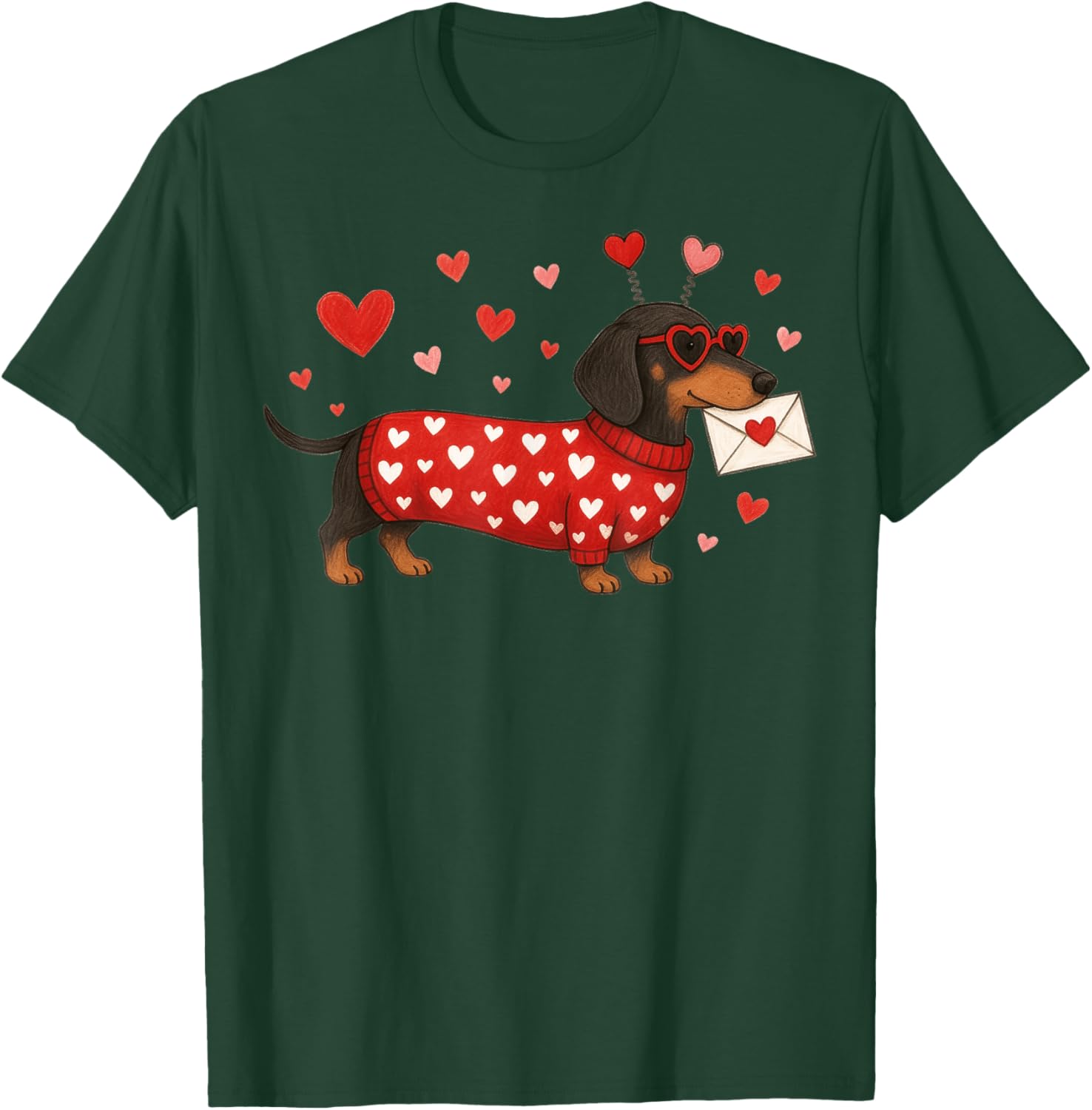 Dachshund Dog Valentine's Day Hearts Weiner Dog Sausage Mum T-Shirt - T-Shirt | Forest