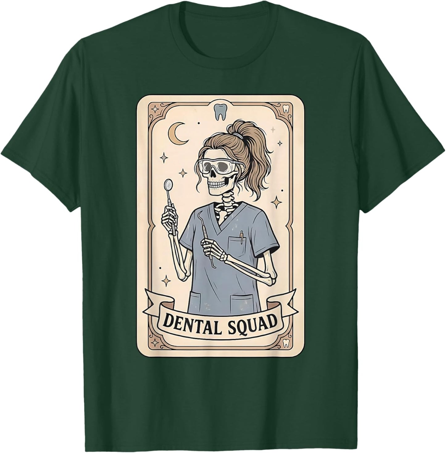 Dental Squad Tarot Card Skeleton Dental Hygienist Halloween T-Shirt - T-Shirt | Forest