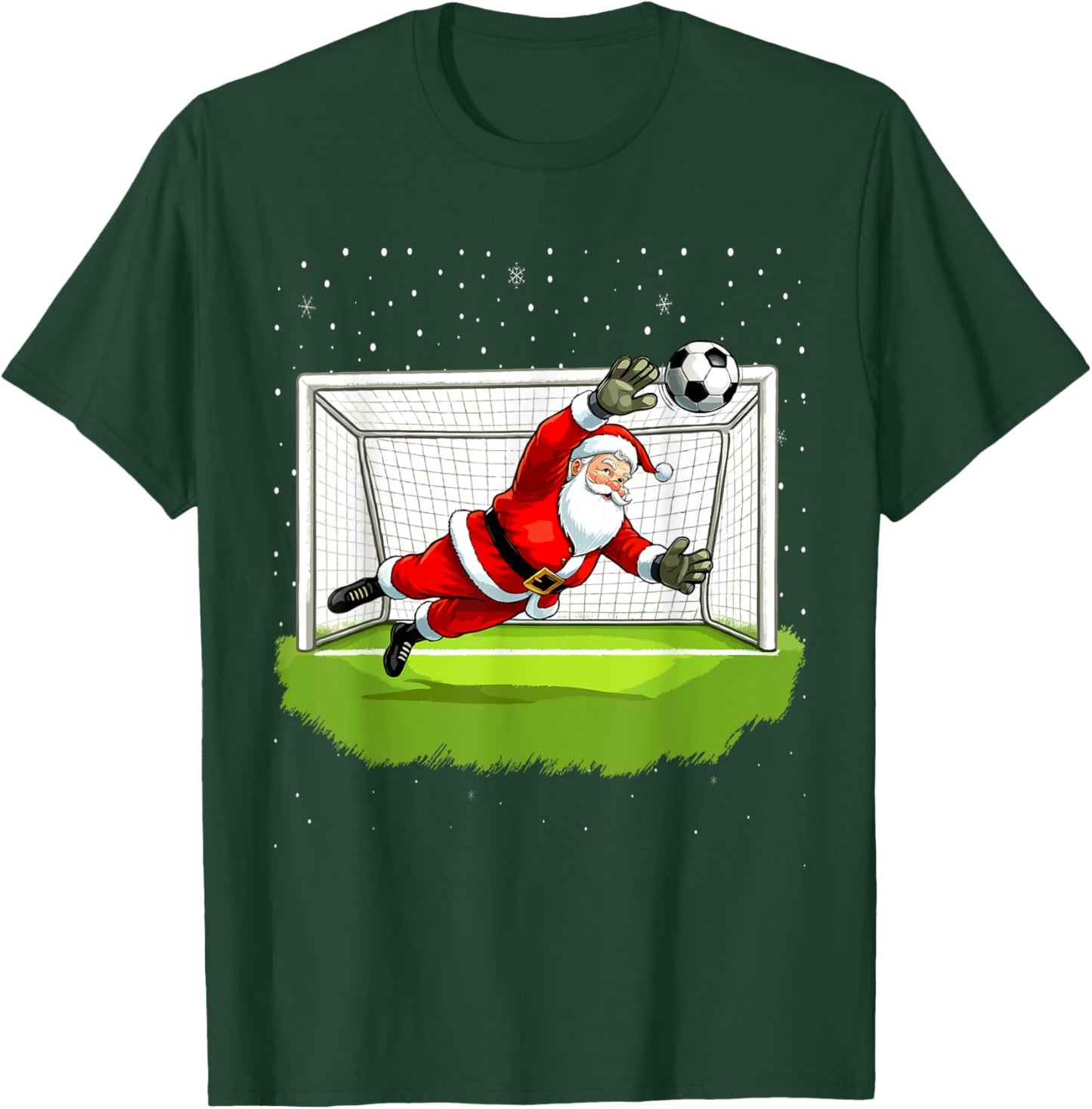 Santa Soccer Goalie Goalkeeper Christmas Sweater T-Shirt - T-Shirt | Forest