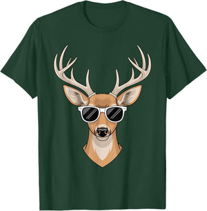 Deer Face Sunglasses Funny Deer for Kids T-Shirt - T-Shirt | Forest