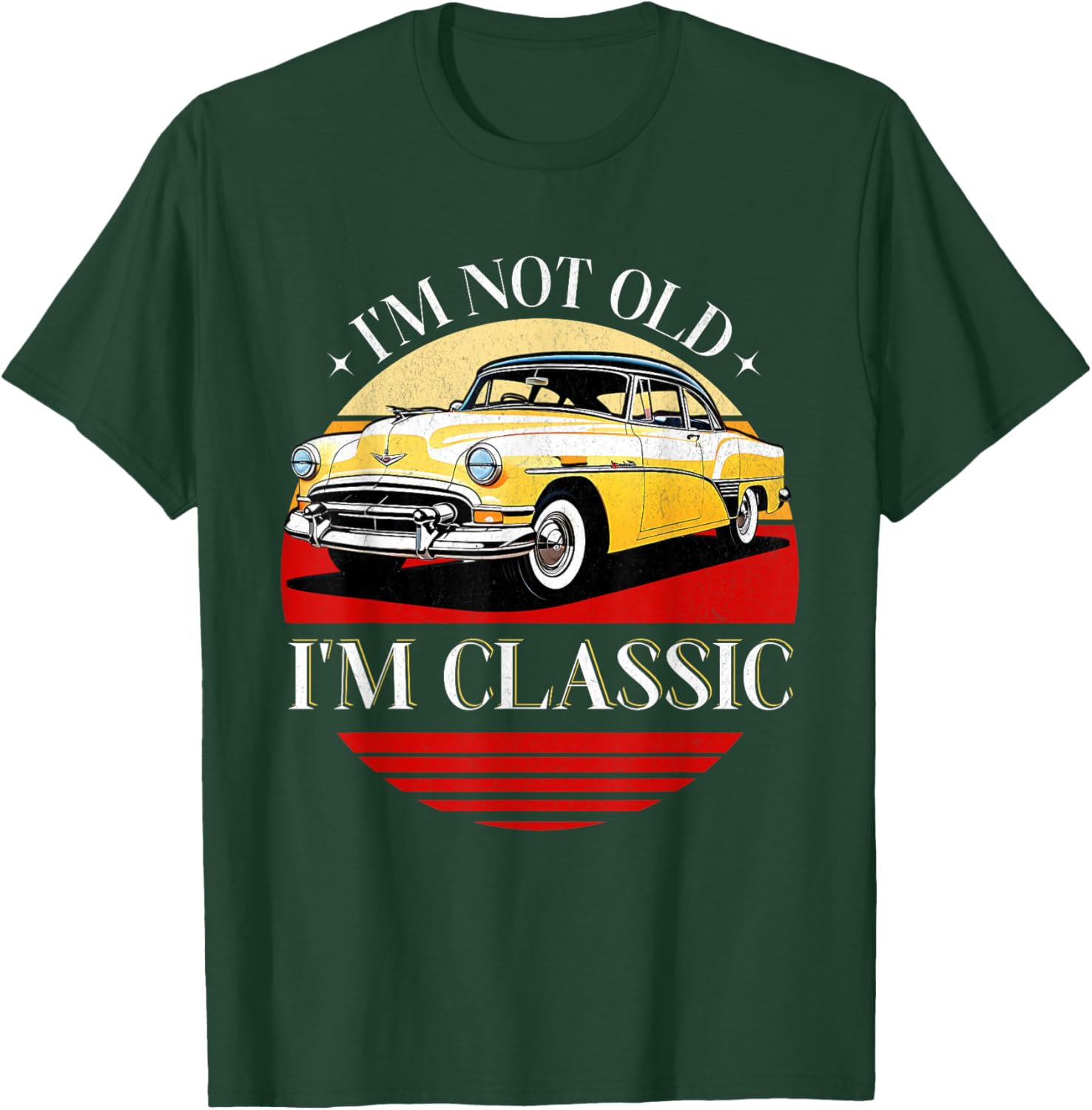 Father's Day Classic Car Retro Mechanic Retired Dad Men Gift T-Shirt - T-Shirt | Forest