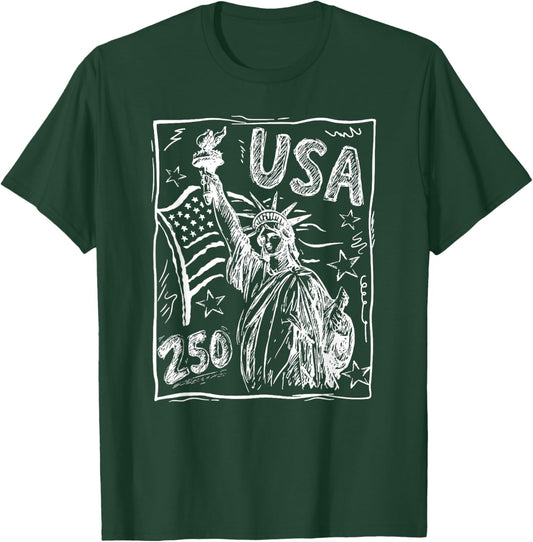 250 Years American Flag, 250th Anniversary US Flag T-Shirt - T-Shirt | Forest
