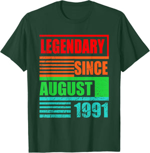 35e Anniversaire légendaire Depuis août 1991 Citation d'anniversaire T-Shirt - T-Shirt | Forest