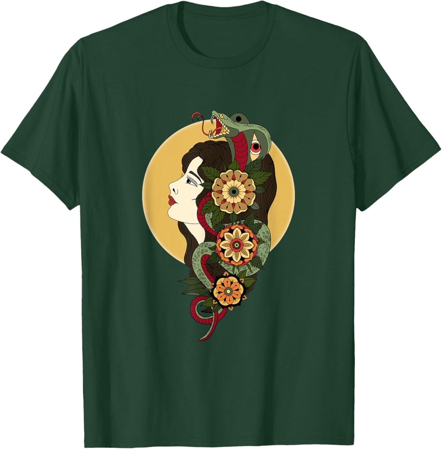 American Traditional Lady Head Tattoo T-Shirt - T-Shirt | Forest