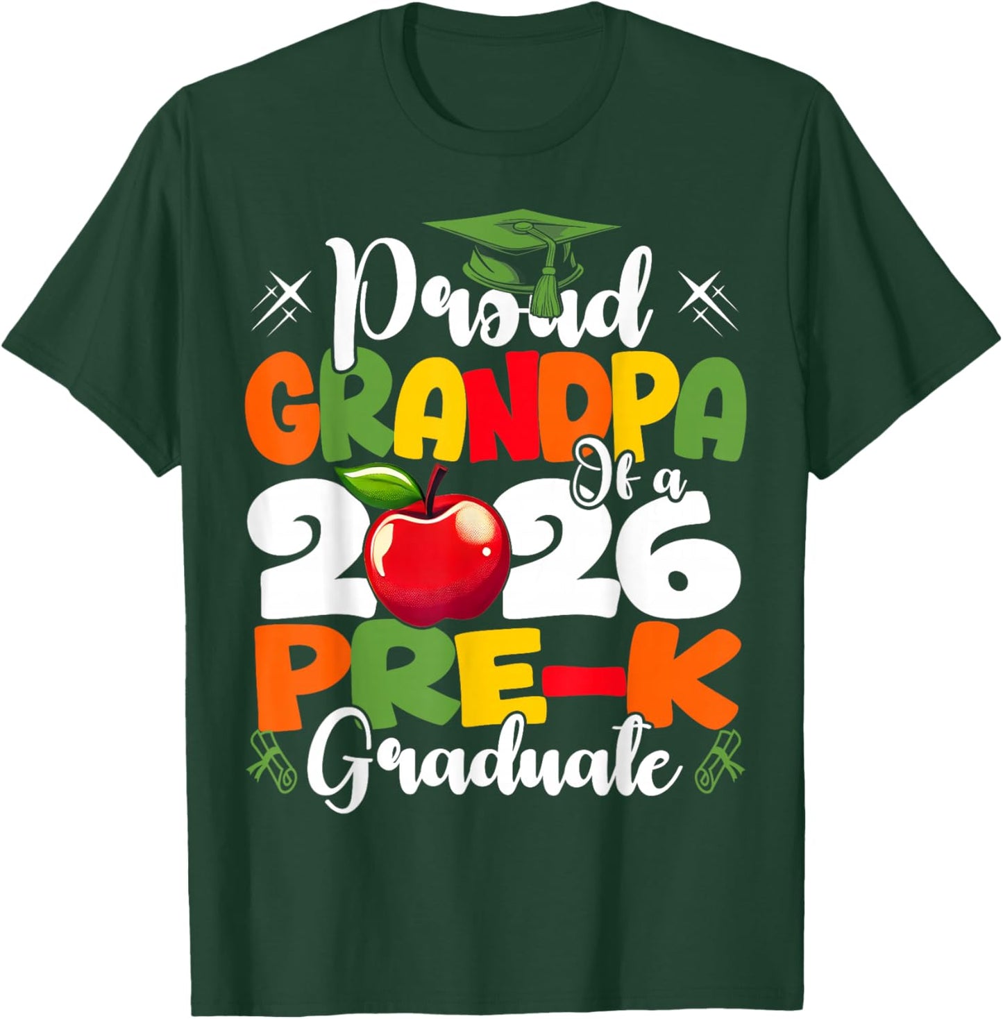 Proud Grandpa of 2026 Pre-K Graduate Fathers Day Graduation T-Shirt - T-Shirt | Forest