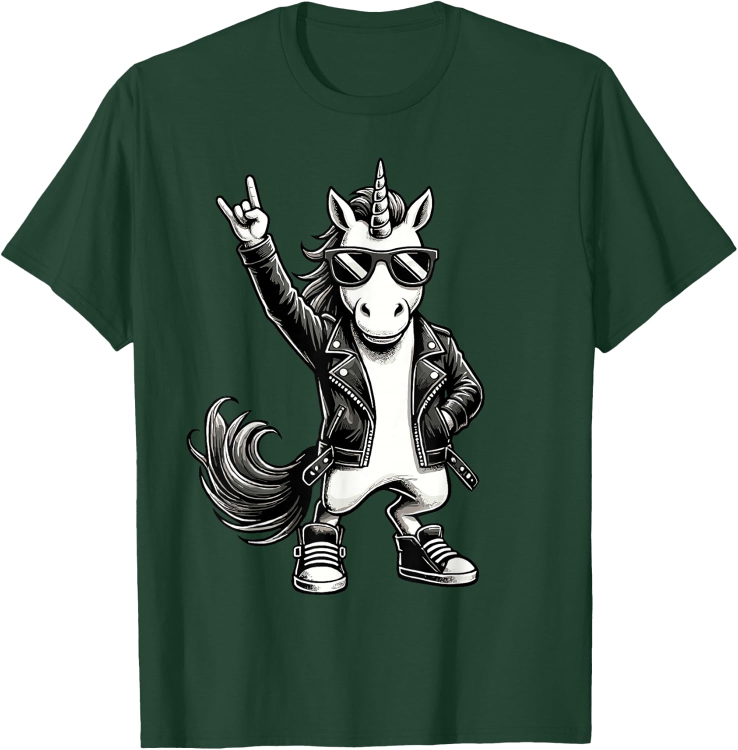 Rock Music, Heavy Metal, Rock Hand | Licorne à Bascule rétro T-Shirt - T-Shirt | Forest
