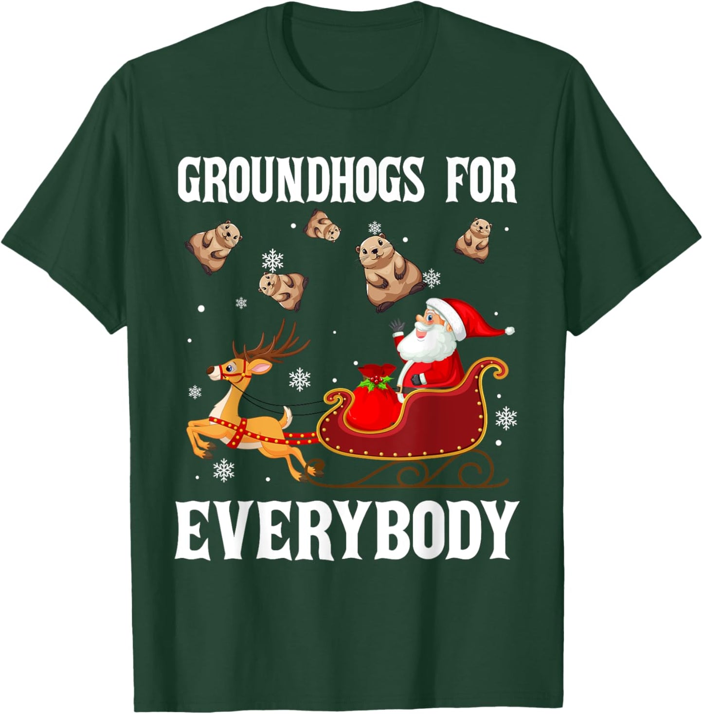 Groundhogs For Everybody Christmas Santa Claus Groundhog T-Shirt - T-Shirt | Forest