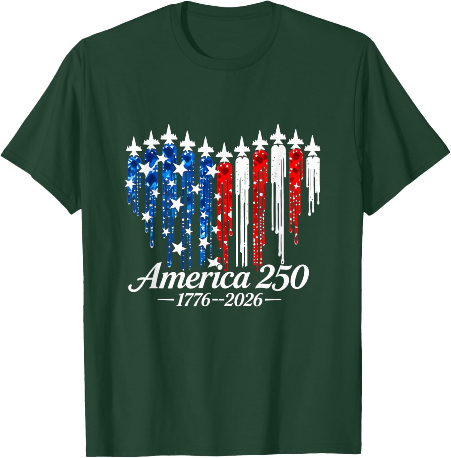 America 250 Heart Flag Drip Patriotic 1776-2026 Women T-Shirt - T-Shirt | Forest