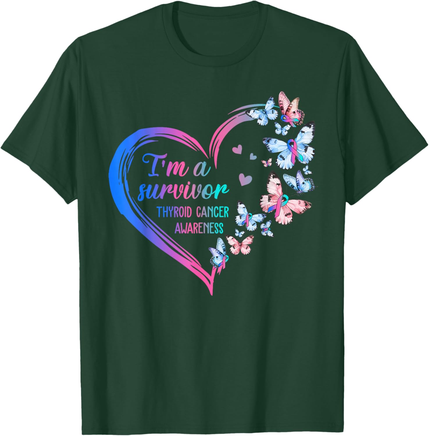 Thyroid Cancer Awareness Warrior: I'm A Survivor Butterfly T-Shirt - T-Shirt | Forest