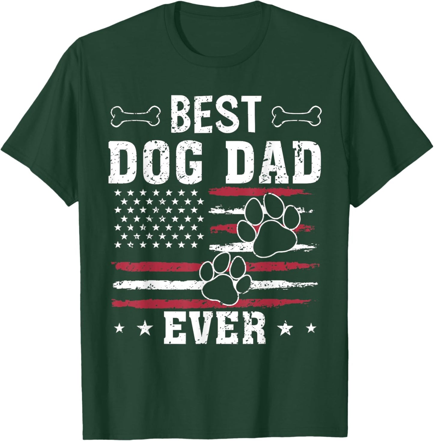 Best Dog Dad Ever American Flag Fathers Day Shirts Dad Men T-Shirt - T-Shirt | Forest