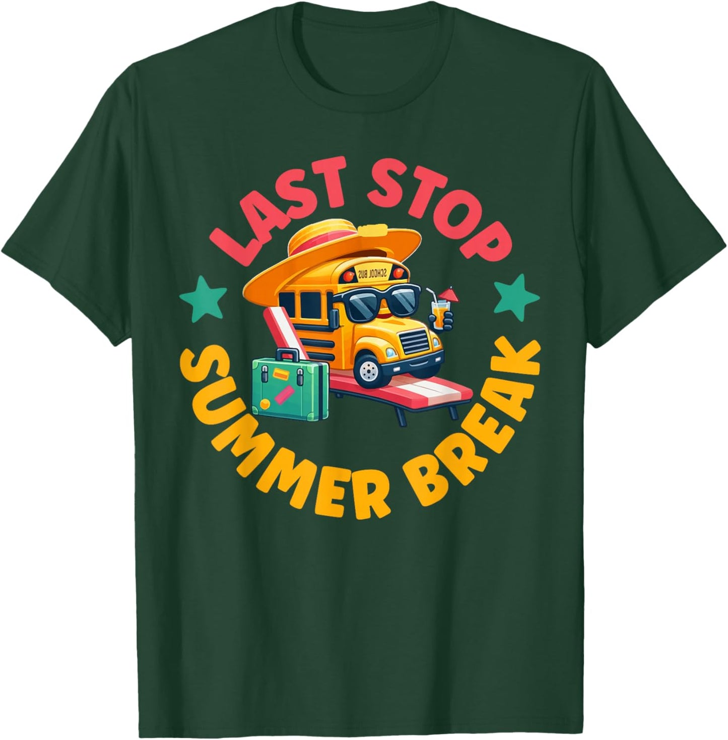 Summer Break Bus Driver Last Day of School Bus Driver T-Shirt - T-Shirt | Forest