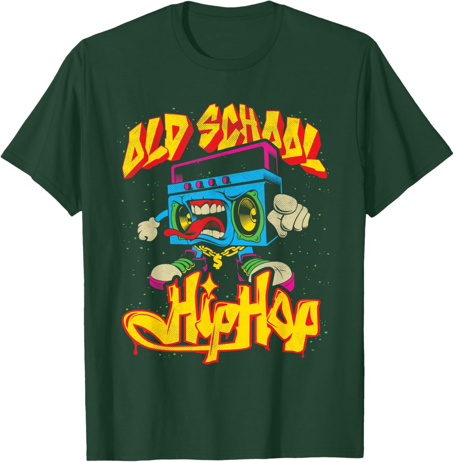 Old School Hip Hop Boombox Graffiti Nostalgia Graphic T-Shirt - T-Shirt | Forest