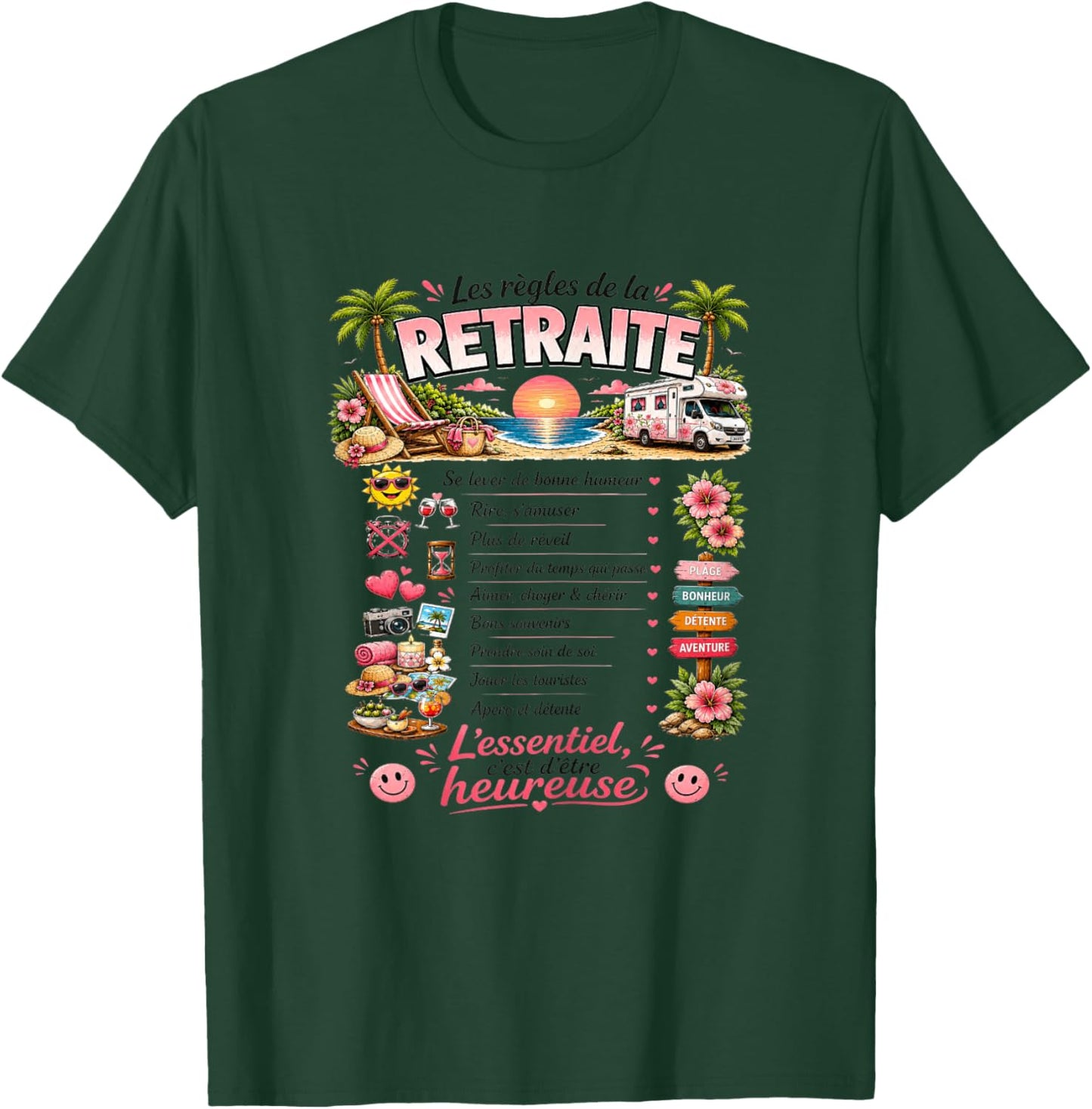 Cadeau Retraitée Femme Original Les Règles de la Retraite T-Shirt - T-Shirt | Forest