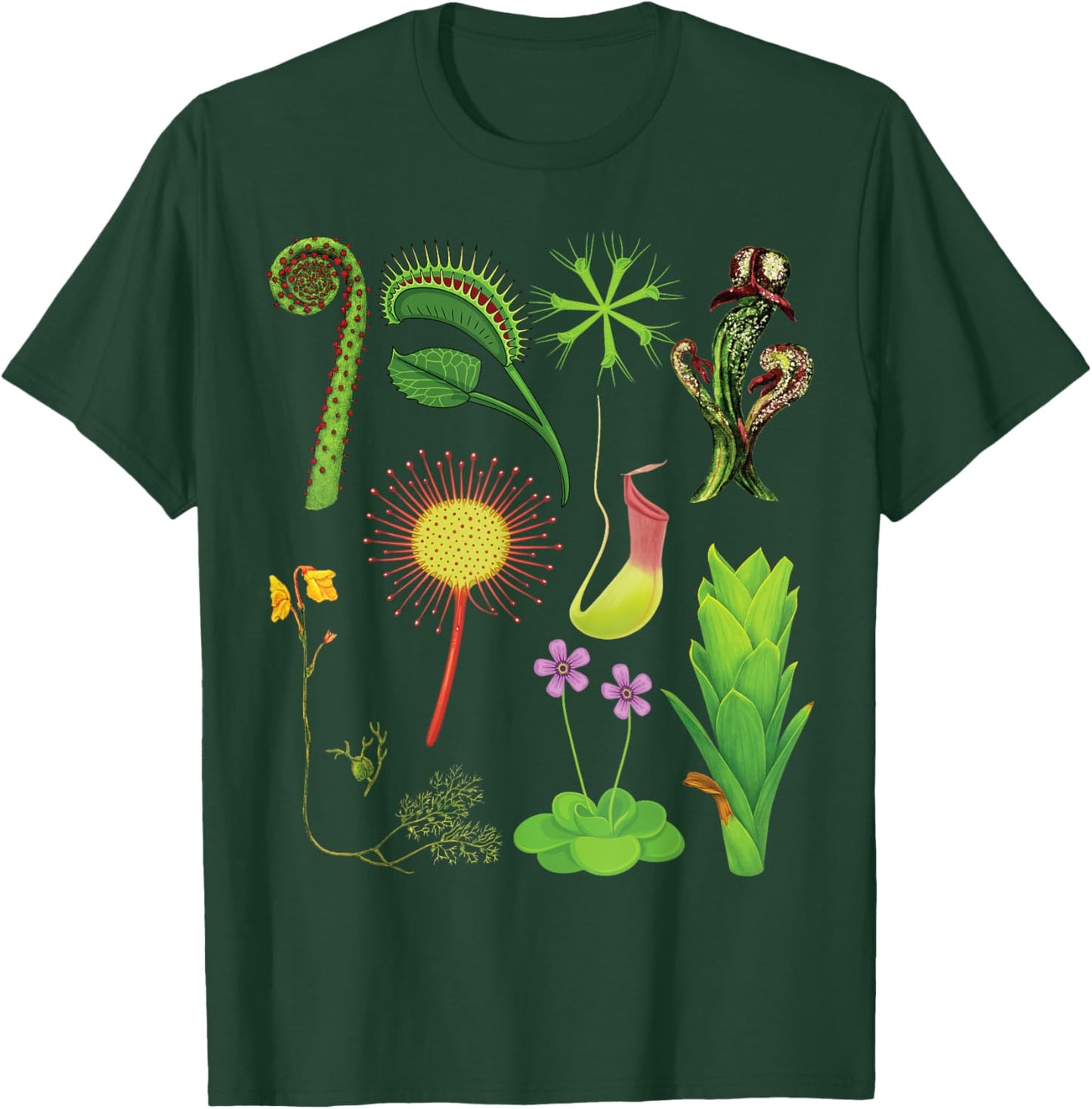 Carnivorous Plants Chart Venus Flytrap, Pitcher Plant T-Shirt - T-Shirt | Forest