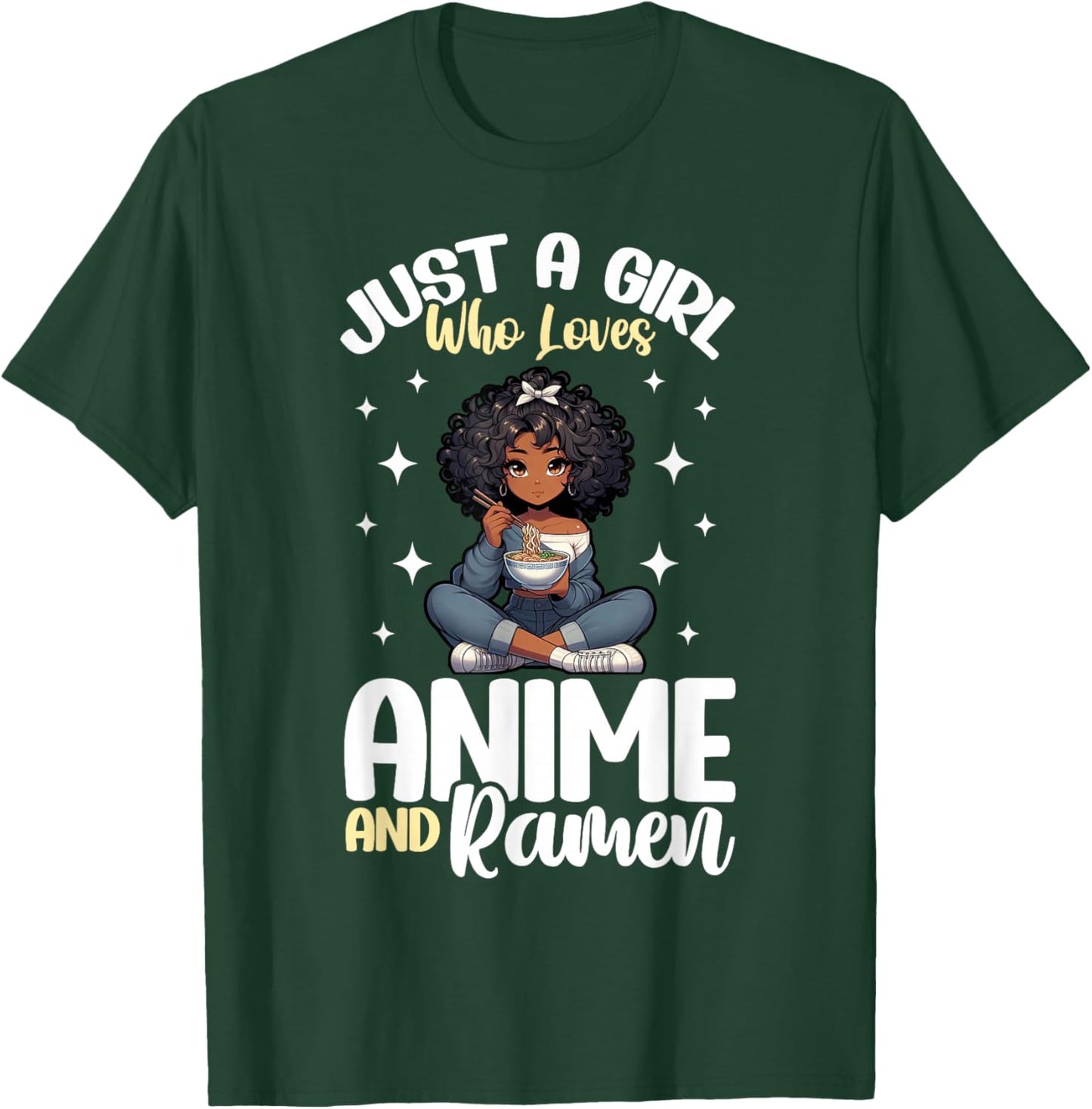 Just A Girl Who Loves Anime And Ramen African American T-Shirt - T-Shirt | Forest