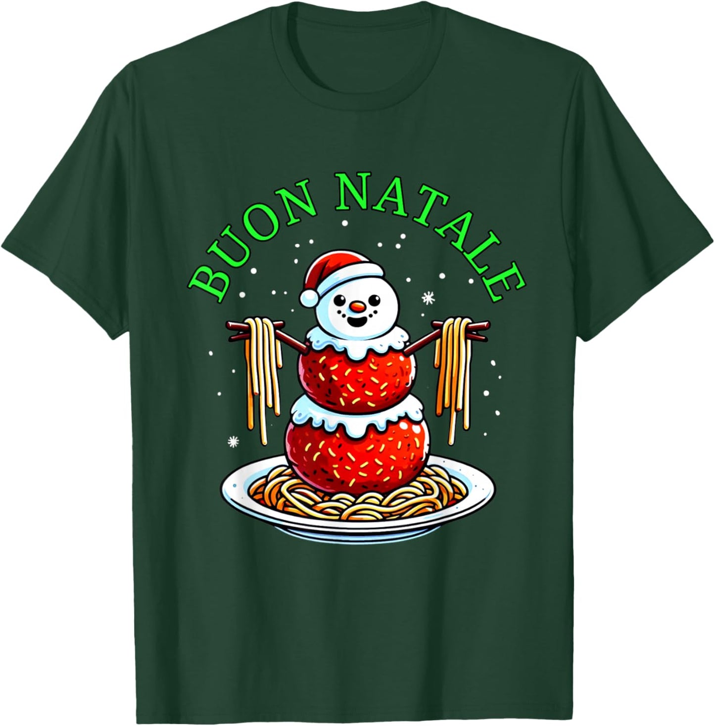 Italian Food Christmas Meatball Snowman Ugly Christmas T-Shirt - T-Shirt | Forest