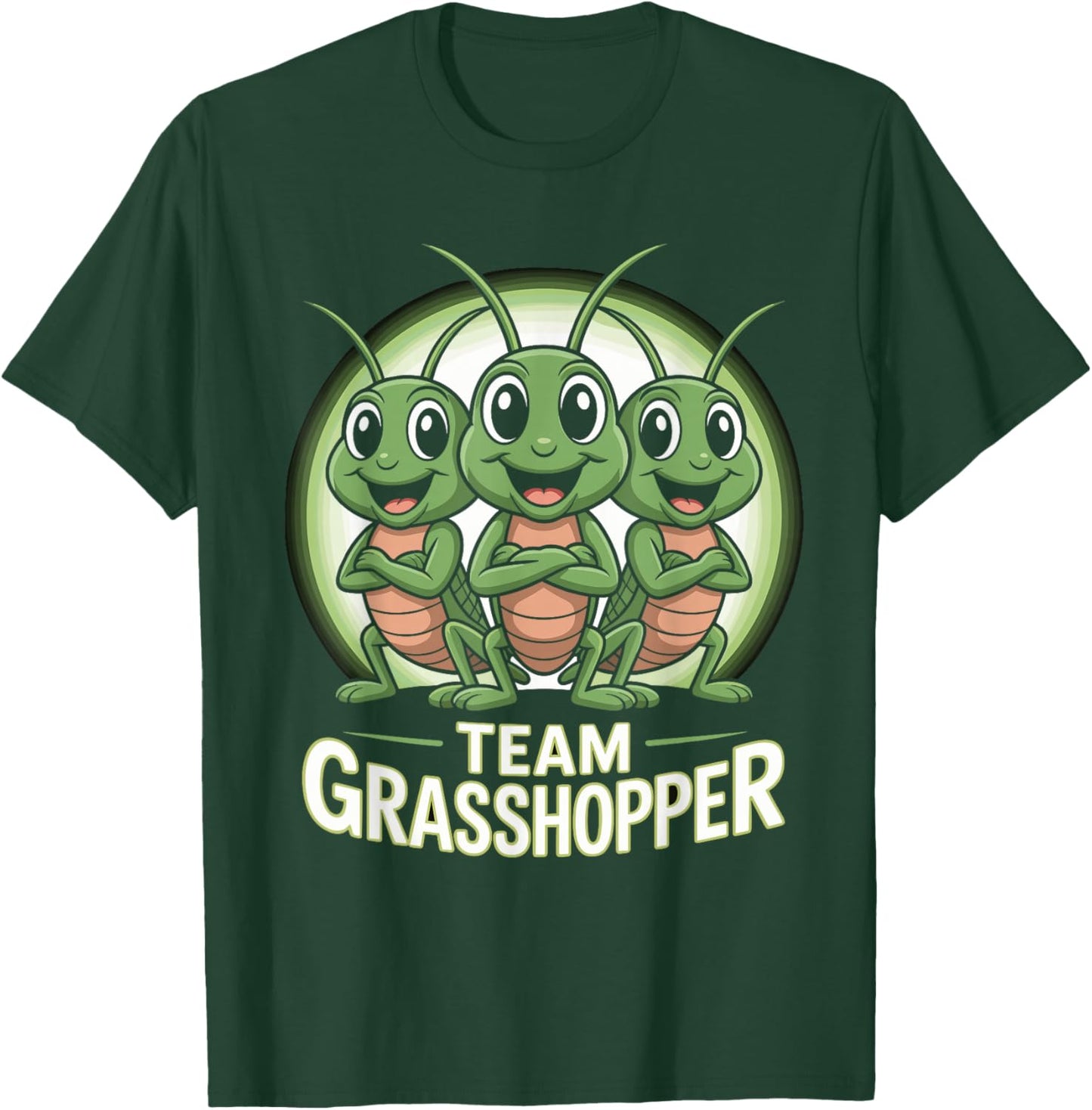Team Grasshopper Funny Cartoon Insect Kids Party Birthday T-Shirt - T-Shirt | Forest