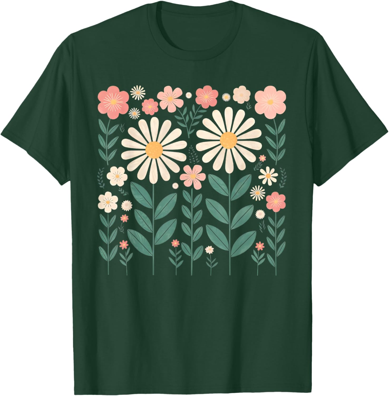Vintage Flowers Women Wildflower Graphic Floral Gardening T-Shirt - T-Shirt | Forest