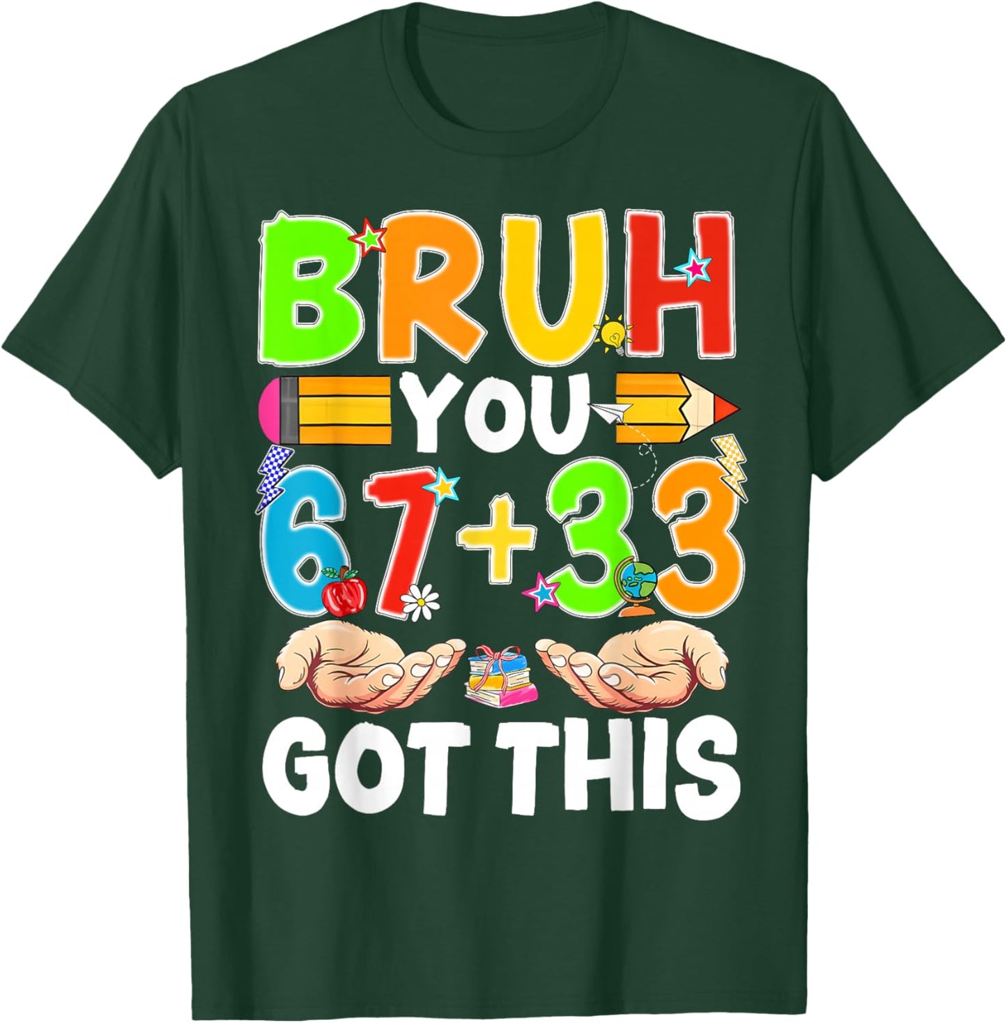 Test Day Bruh You 67 + 33% Percent Meme Got This Boy Girl T-Shirt - T-Shirt | Forest