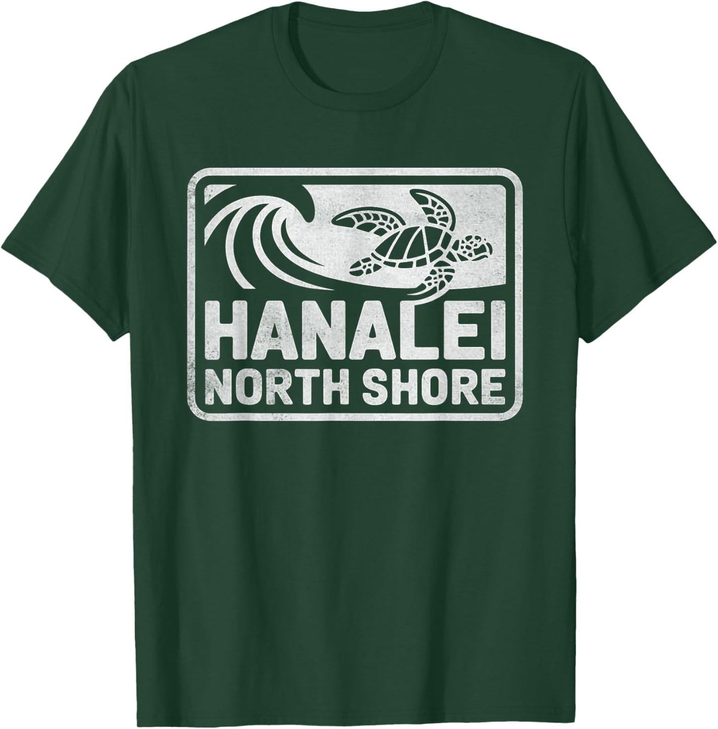 Hanalei North Shore Sea Turtle Kauai Hawaii Retro Hawaiian T-Shirt - T-Shirt | Forest