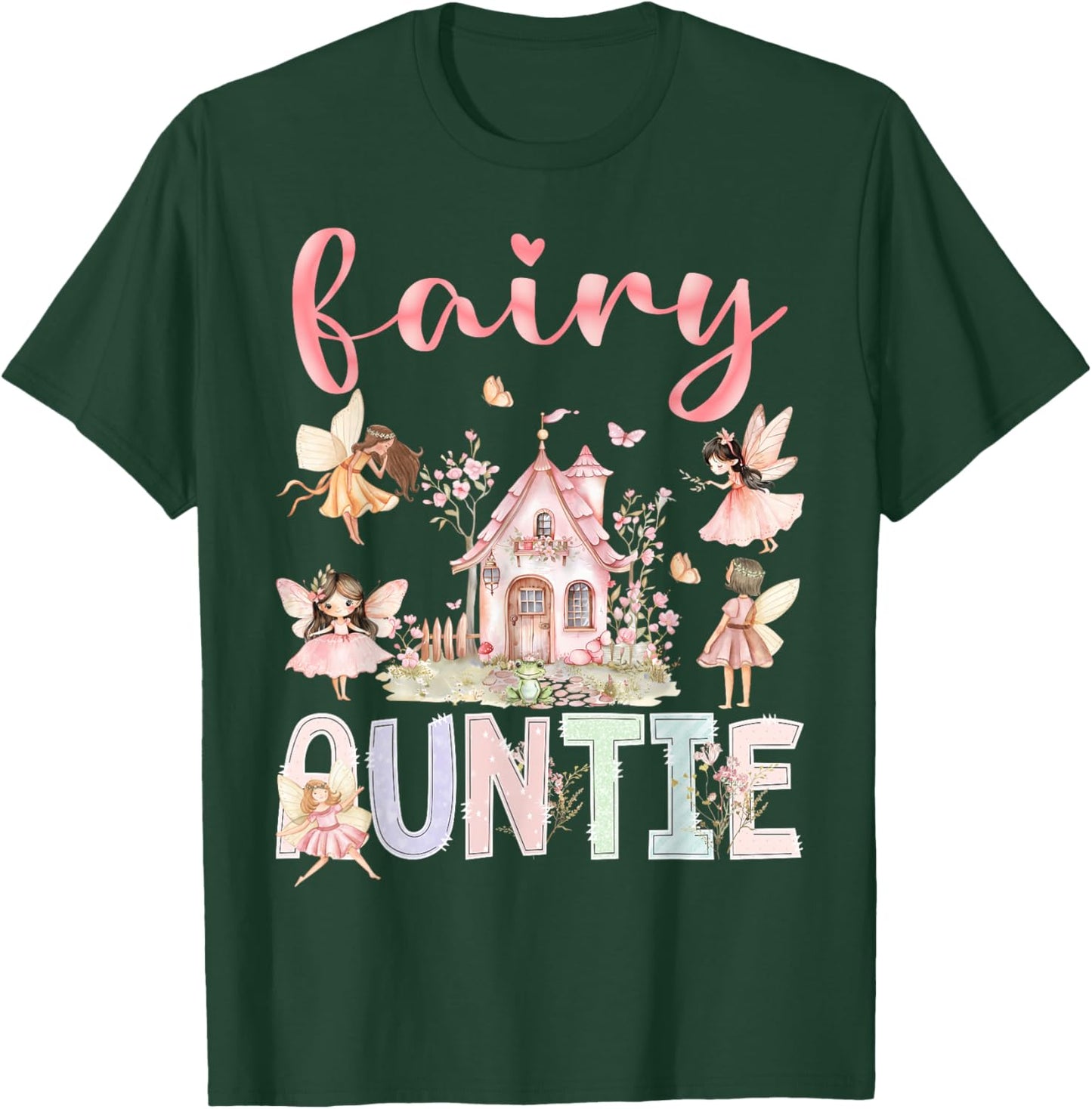 Fairy Auntie Magical Floral Funny Birthday Girl Fairytale T-Shirt - T-Shirt | Forest