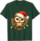 Owl Christmas Lights Santa Hat Xmas Owl Lover T-Shirt - T-Shirt | Forest