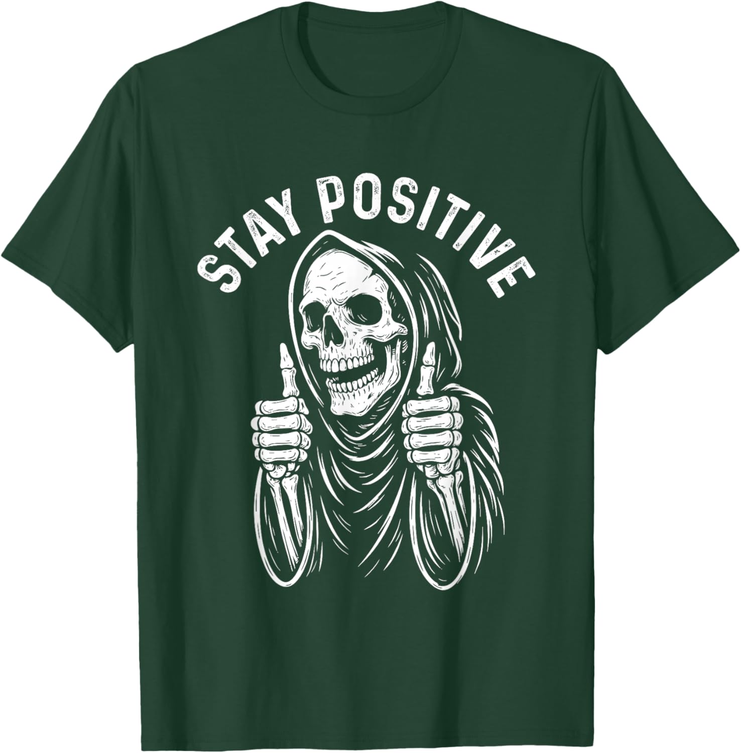 Stay Positive - Spooky Motivational Halloween Skeleton T-Shirt - T-Shirt | Forest