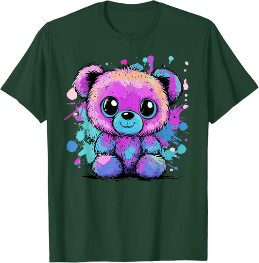 Colorful Splash Teddy Bear Art T-Shirt - T-Shirt | Forest
