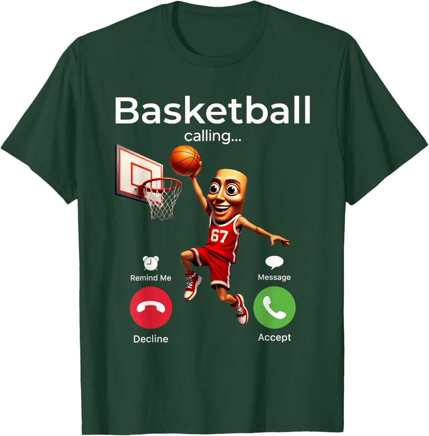 Six Seven Tung Sahur Brainrot Blague Basketball Calling Meme T-Shirt - T-Shirt | Forest