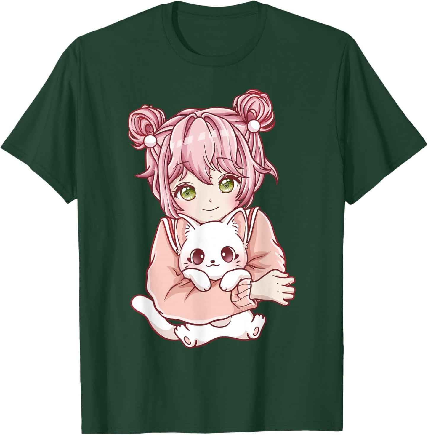 Anime Girl Cat Cats Kawaii T-Shirt - T-Shirt | Forest