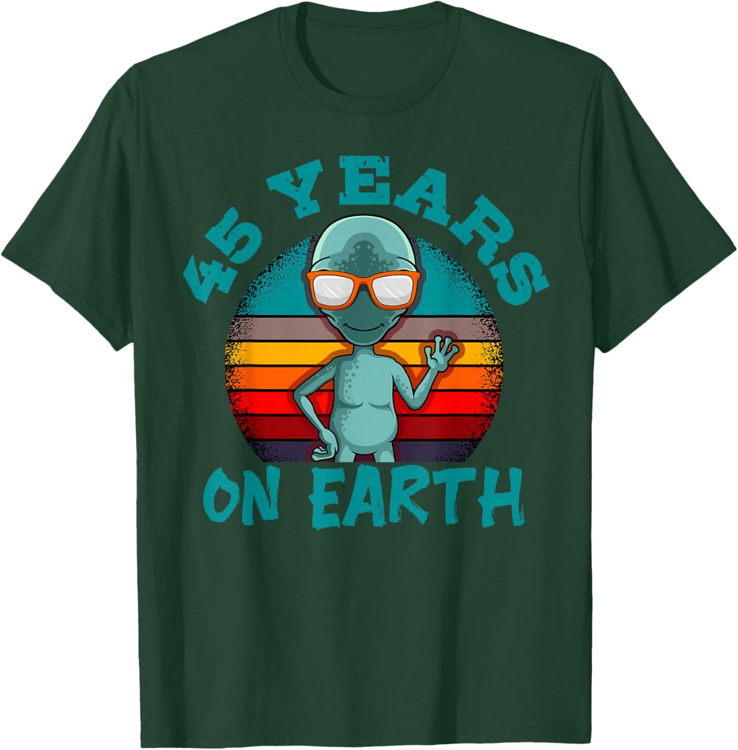 Alien 45th Birthday Party UFO Space Galaxy Traveler Cosmos T-Shirt - T-Shirt | Forest