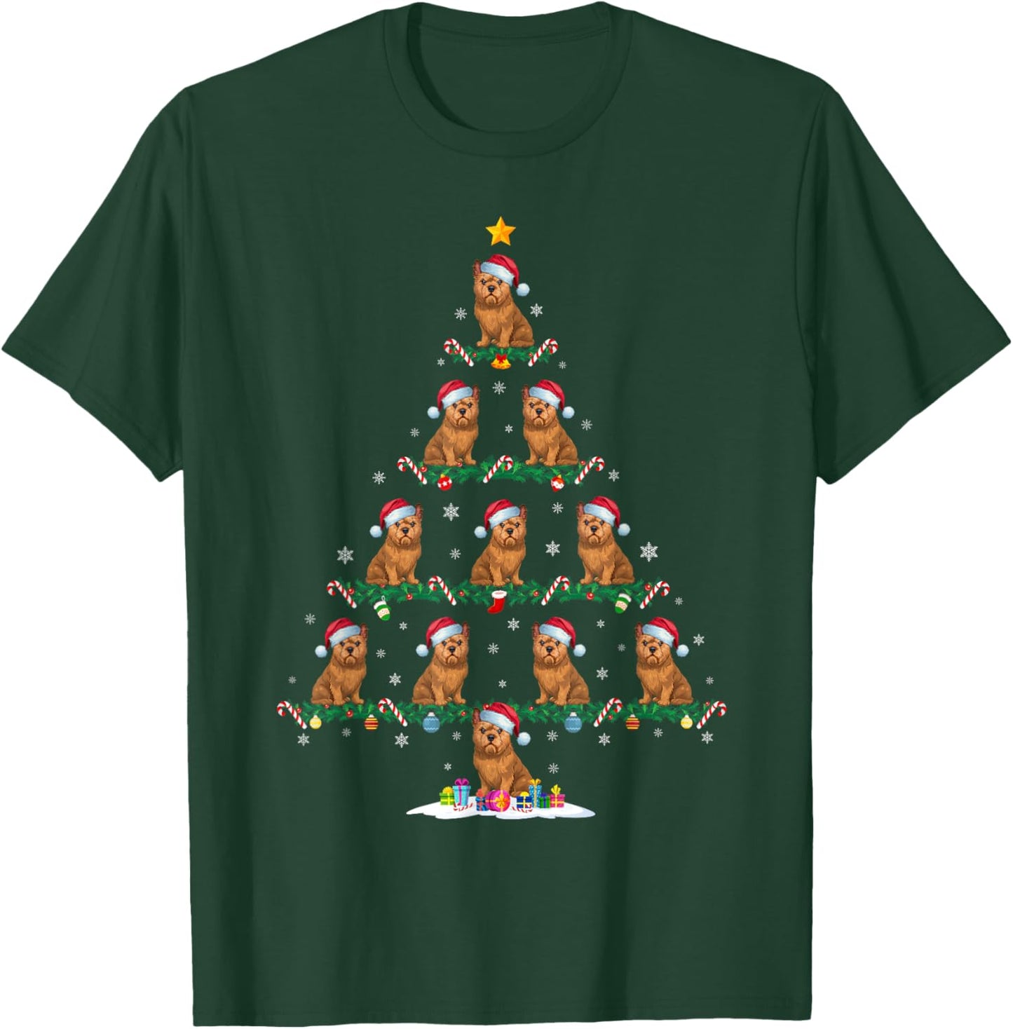 Brussels Griffon Dog Xmas Tree Pajama Men Women Kids Ugly T-Shirt - T-Shirt | Forest