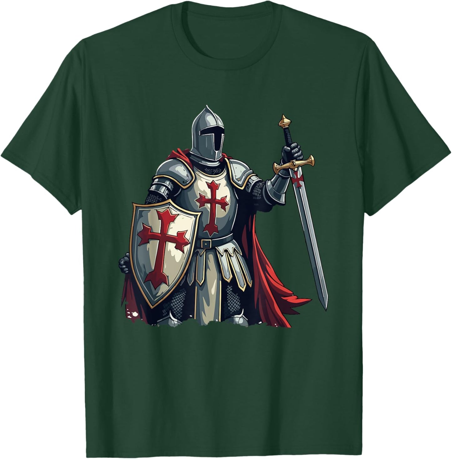 Templar Knight, Warrior & Crusader T-Shirt - T-Shirt | Forest