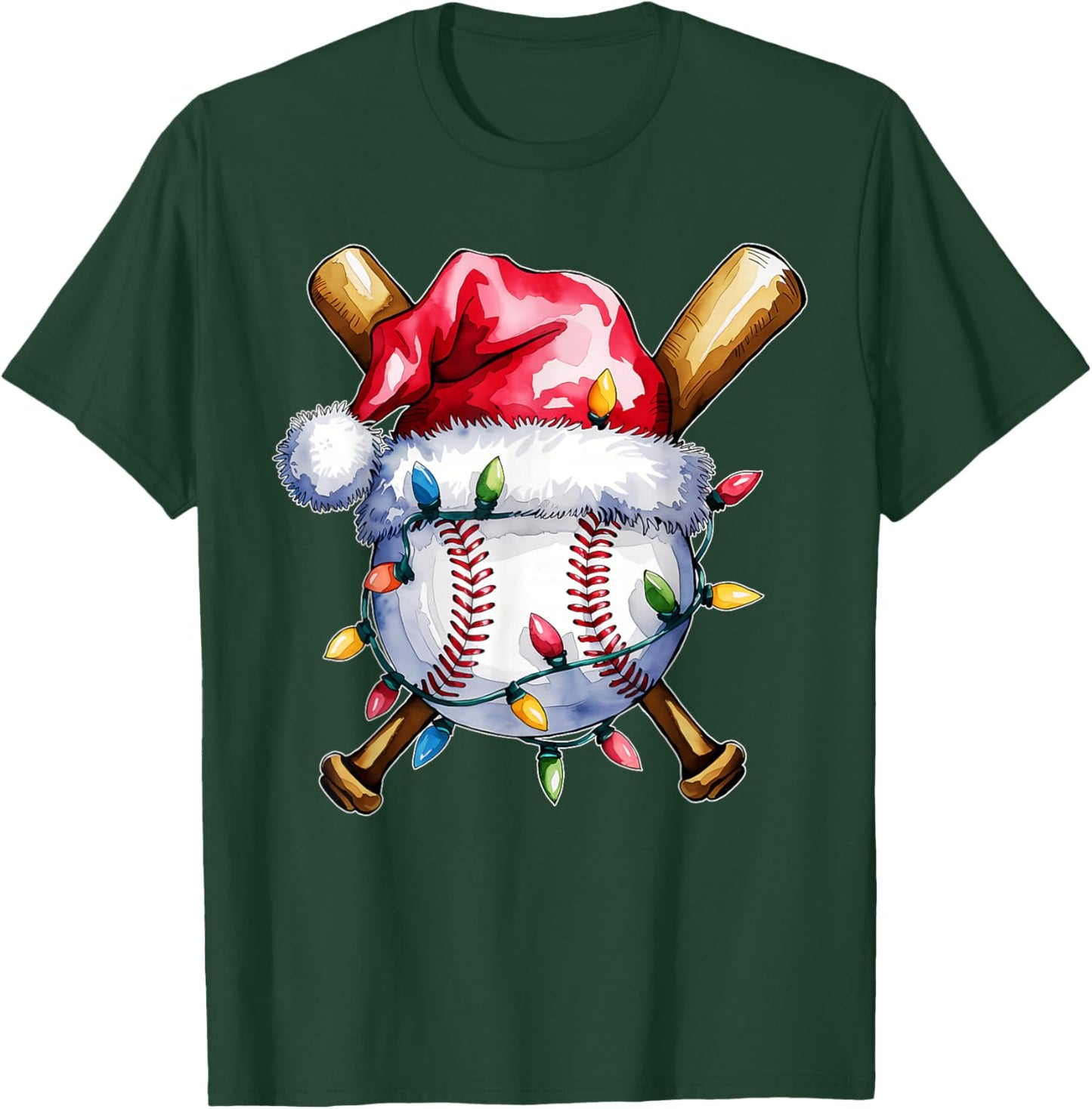 Santa Sports Design Boys Christmas Baseball Player T-Shirt - T-Shirt | Forest