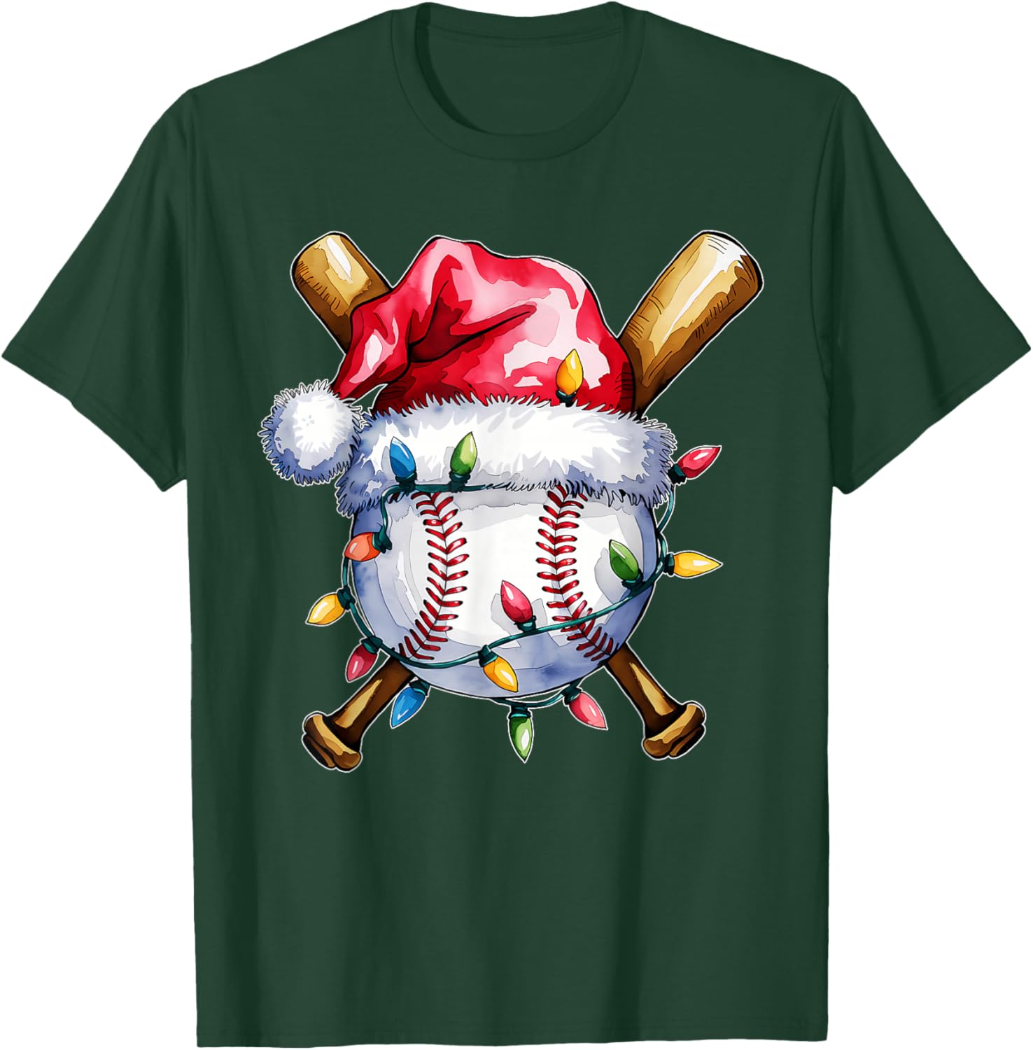 Santa Sports Design Boys Christmas Baseball Player T-Shirt - T-Shirt | Forest
