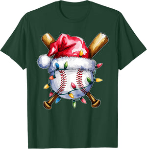 Santa Sports Design Boys Christmas Baseball Player T-Shirt - T-Shirt | Forest