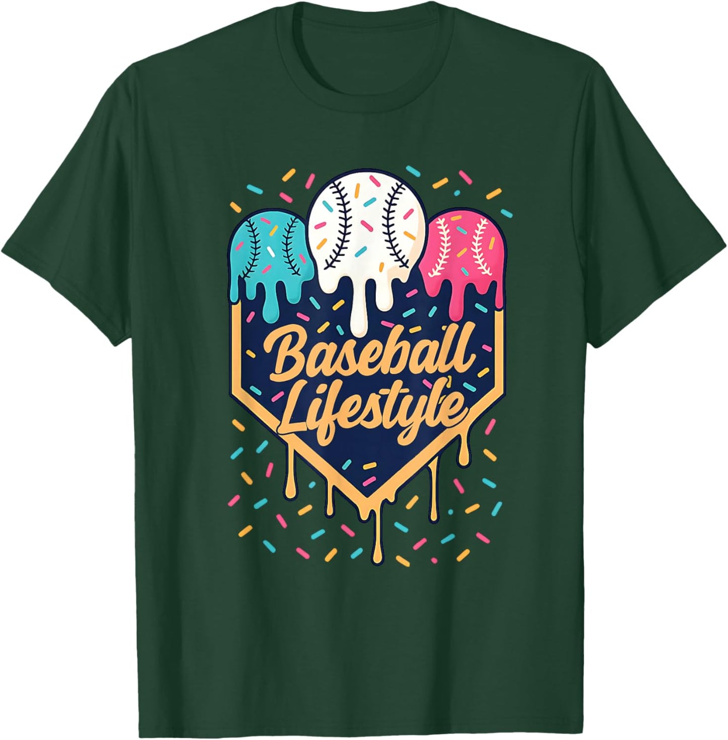 Baseball Lifestyle 101 Apparel Youth Baseball Drip Icecream T-Shirt - T-Shirt | Forest