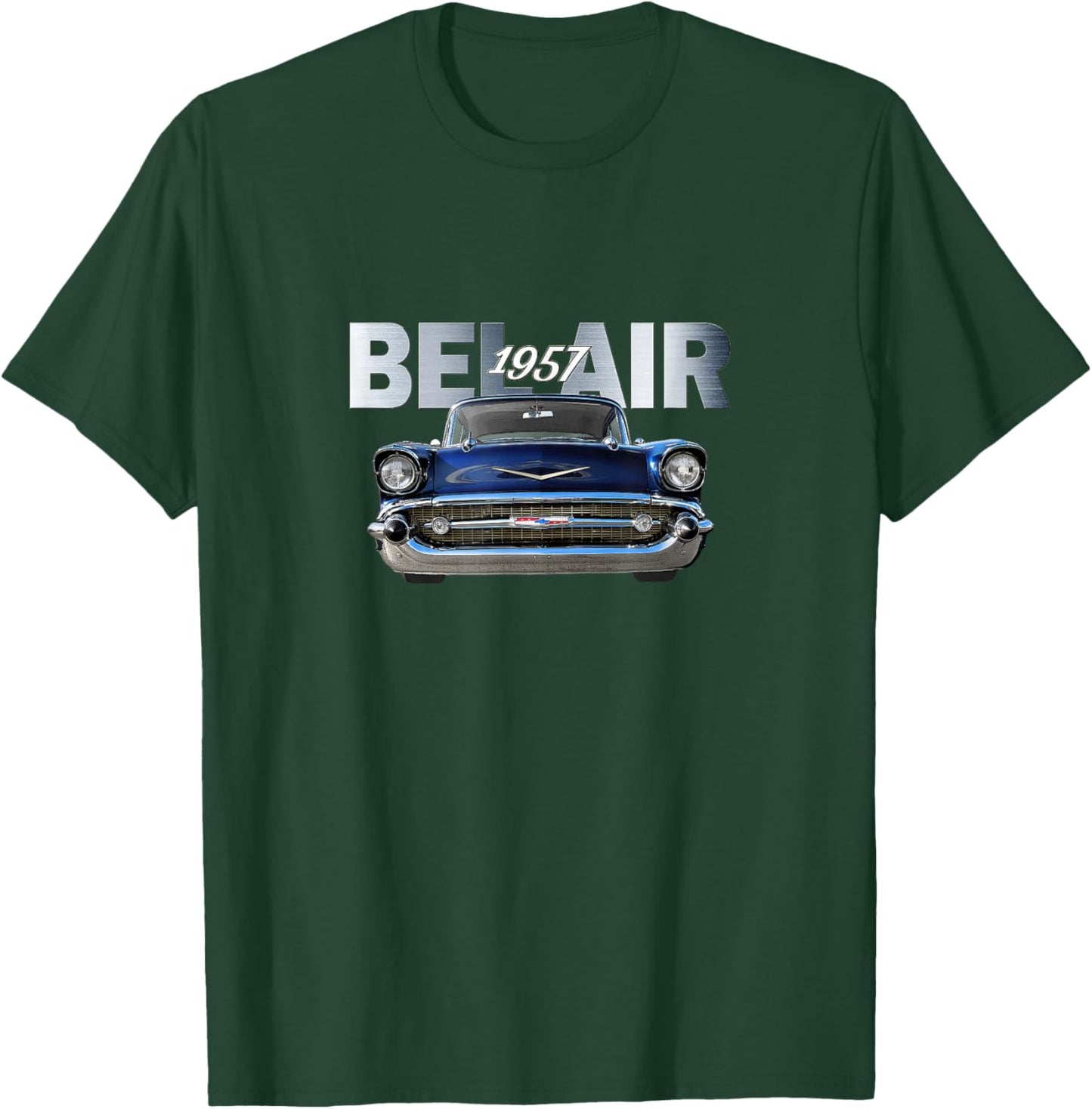 VINTAGE 1957 BEL AIR, AMERICAN, TRI-FIVE CLASSIC 50s CAR ART T-Shirt - T-Shirt | Forest