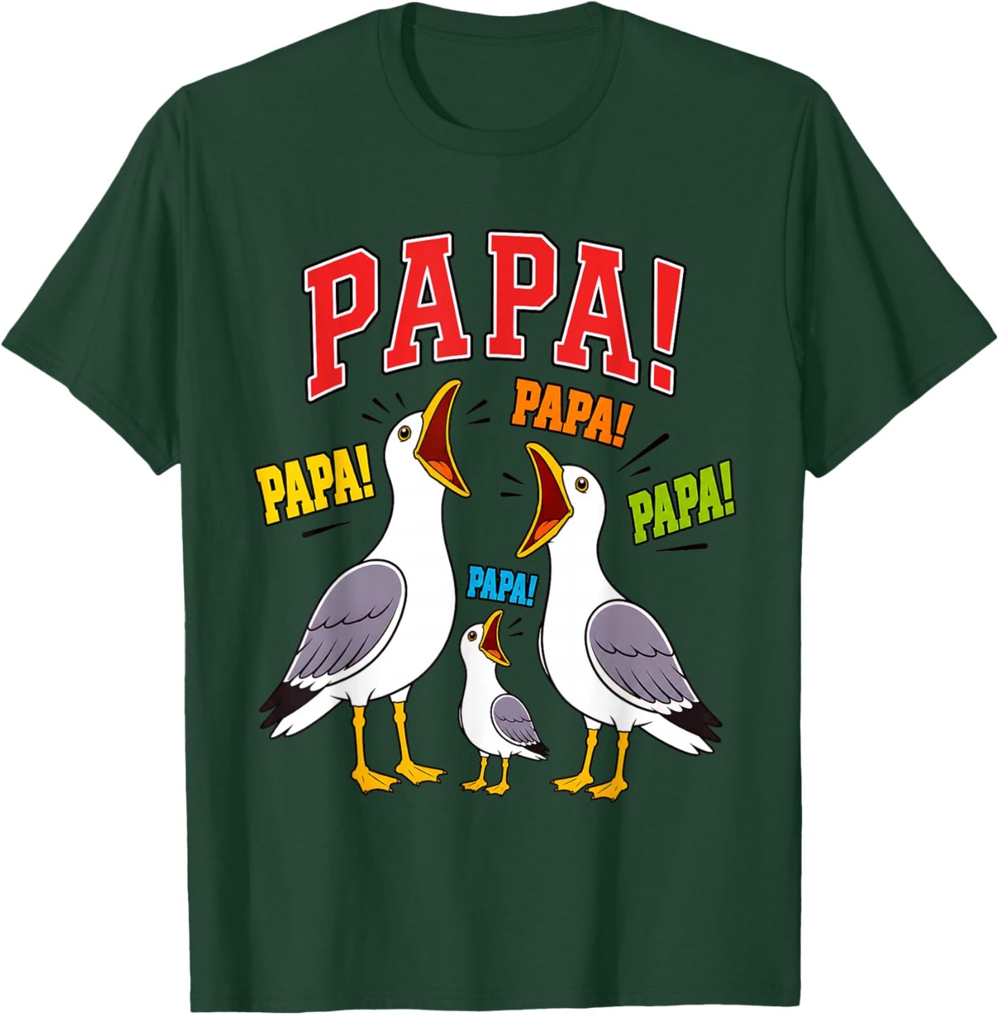 Papa Mouettes Humour Oiseaux Marins T-Shirt - T-Shirt | Forest