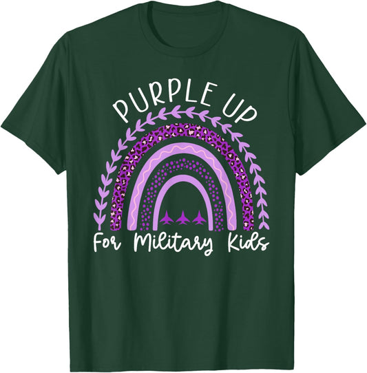 Purple Up for Military Kids Month Military Child Rainbow T-Shirt - T-Shirt | Forest